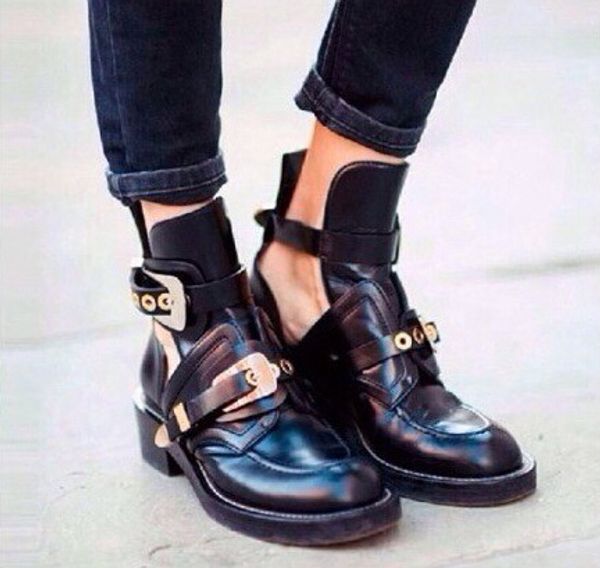 

Wholesale-2015 top brand style boots Fashion spring/autumn women casual martin boots ladies cutout thick heel boots shoes woman