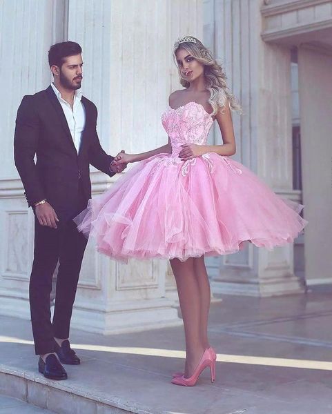 

short pink homecoming dresses for juniors 2017 beaded sweetheart tulle puffy cocktail party dress sweet 16 prom graduation gown ba6587, Blue;pink