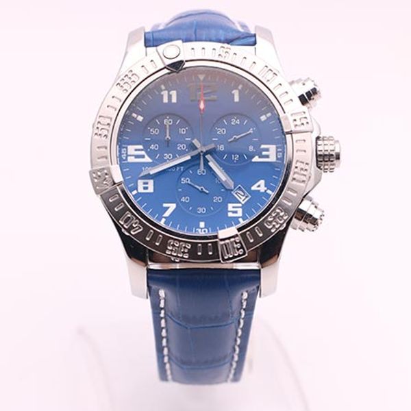 

DHgate выбранный магазин часы мужчины Seawolf Chrono синий циферблат синий кожаный ремень