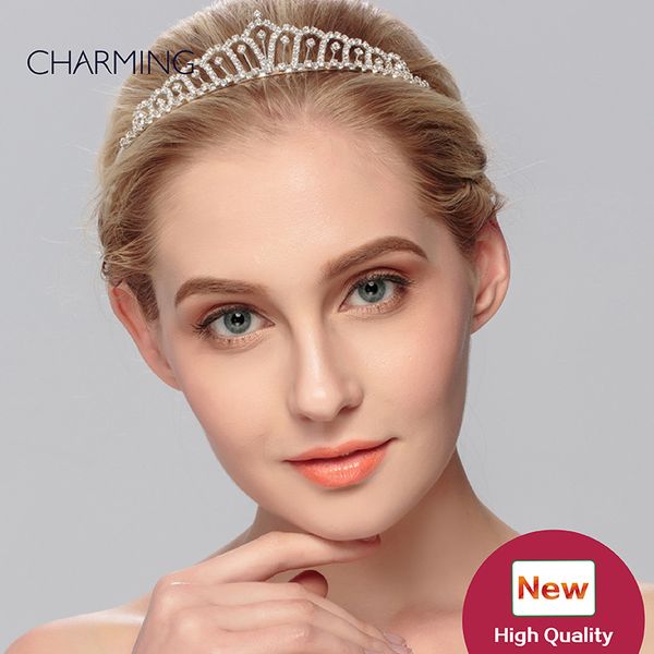 

короны и диадемы мода fascinators свадебные аксессуары для волос свадебные диадемы кристаллы жемчуг волос аксессуары для оптовая продажа, Silver