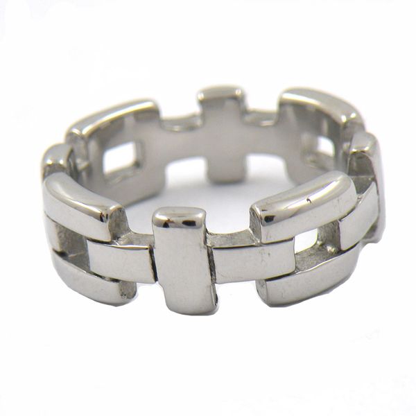 

fanssteel stainless steel mens or womens punk vintage plain high polishing band chain signet ring gift 12w22, Silver