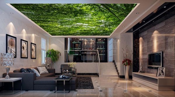 Grosshandel Wallpaper 3d Nature Green Forest Landschaft Schalldichte Decke 3d Wallpaper Wohnzimmer Zimmer Heimwerker Ceiling Wandbilder Von