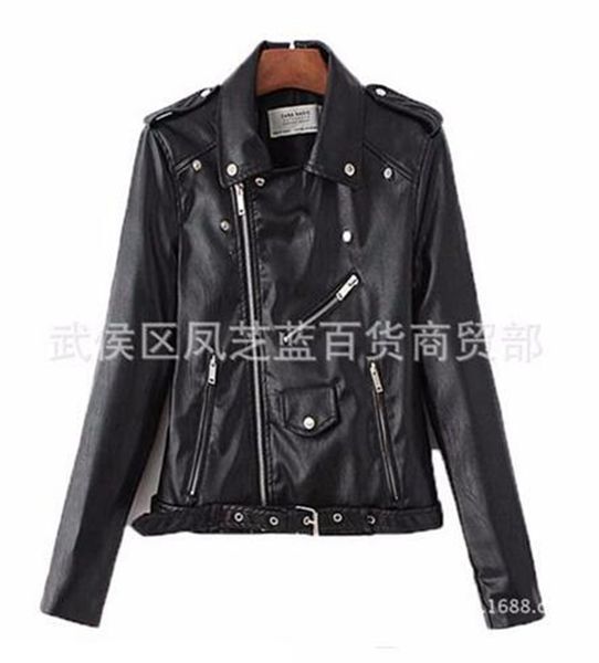 

woman han edition business english new fashion boutique personality big yards washed leather coat / s-3xl, Black