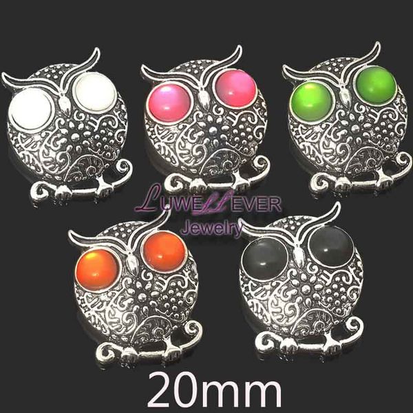 

high qualit owl w116 18mm 20mm rhinestone metal button for snap button bracelet necklace jewelry for women silver jewelry