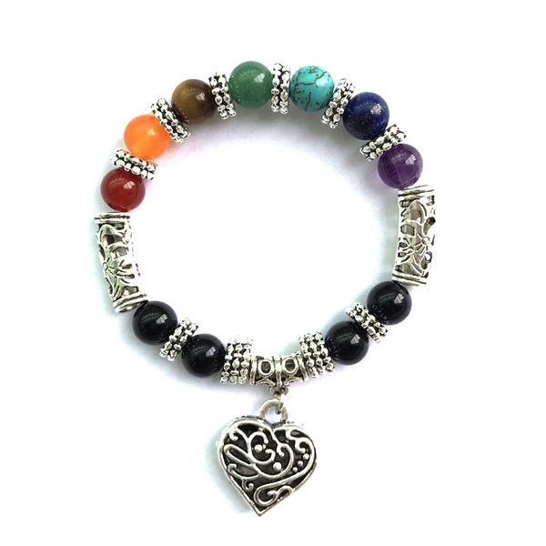 

new chakra healing balance natural stone bracelets for women heart love bracelets & bangles ethnic jewelry, Black