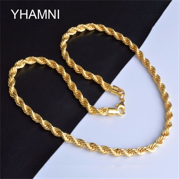 

yhamni new fashion gold necklace with stamp gold color 6 mm 20 inches long twisted chain necklace gold fine jewelry nx184, Silver