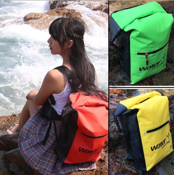 

6 colors 25l outdoor waterproof bag for beach camping mountaineering swim outdoor sports bag outdoor backpack cca6615 10pcs
