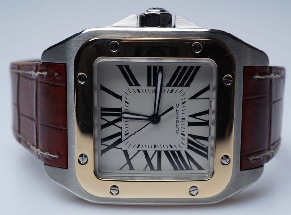 

18k rose gold & stainless steel automatic machinery mens watch w20072x7 luxury men's sport wrist watches, Slivery;brown