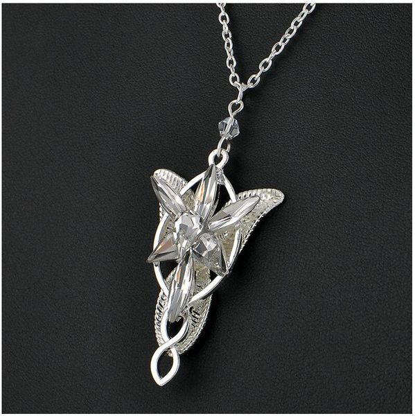 

factory price elfstone crystal fairy princess lord of the rings men women evenstar necklace pendant europe and american movie jewelry, Silver