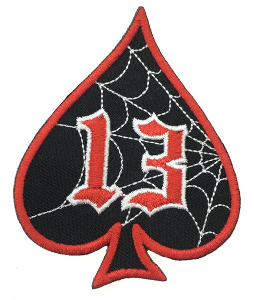 

13 ace of spades embroidered biker patch iron on backing jacket setting patch spider web ace emblem diy patch g0442, Black