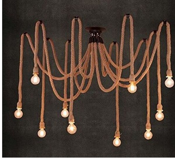 E27 corda queda de edison lâmpadas vintage net spider chandeliers teto pingente criativo lâmpada de barra diy café fadas tecer fio
