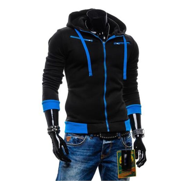 

2017 spring fashion cardigan men hoodies jacket brand clothing hoodies casual slim hoody sweatshirt sportswear zipper hoodie ing, Black