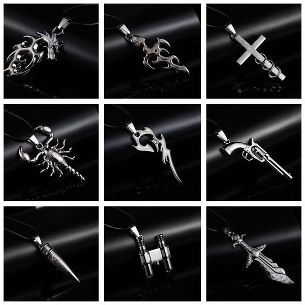

men titanium steel necklace cross individual pendant pendant jewelry wfn622 (with chain) mix order 20 pieces a lot, Silver
