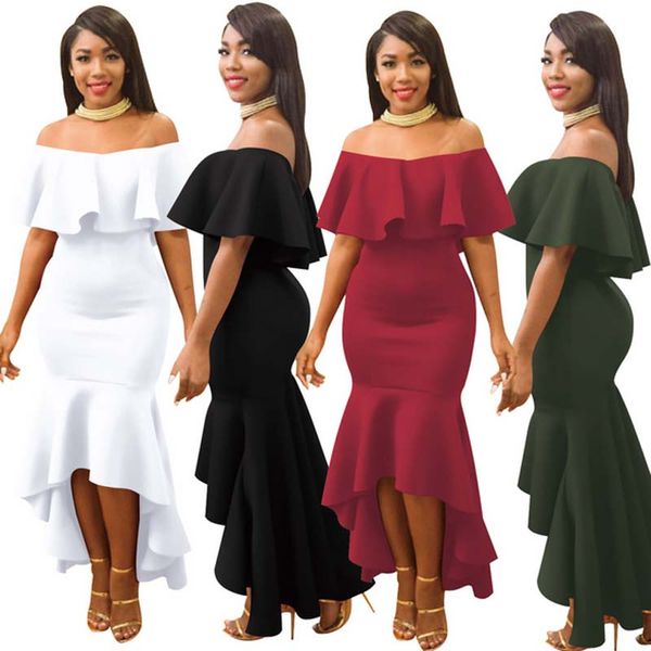 

Womens Off Shoulder Bandage Bodycon Tight Dress Trumpet Mermaid Club Party Cocktail Evening Long Dresses Clubwear