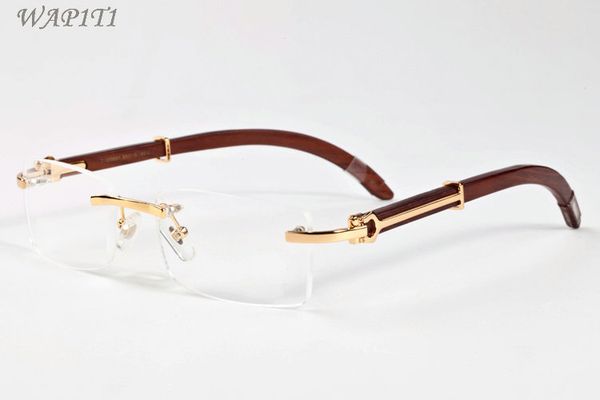 

man sunglasses 2020 fashion medusa rimless buffalo horn glasses women wood sunglasses for men bamboo frame clear lenses rimless glasses, White;black