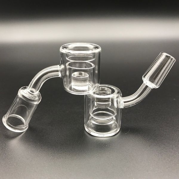 

DHL free Quartz Thermal Core Reactor Banger Evan Shore Quartz Banger nail 10mm 14mm 18mm Double Tube Quartz Nail for oil rigs bong