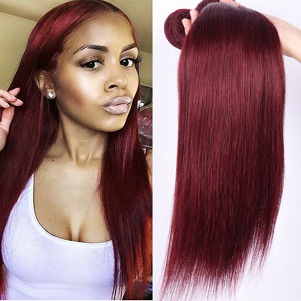 

elibess straight virgin hair burgundy human hair weave 3 bundles 99j 50g/piece brazilian hair,brazilian burgundy bundles weave human hair, Black