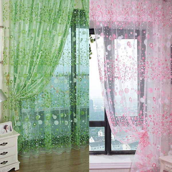 Chic Room Floral Pattern Voile Window Curtain Sheer Voile Panel