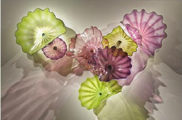 

100% mouth blown borosilicate lamps plate art decoration style murano wall hanging glass plates