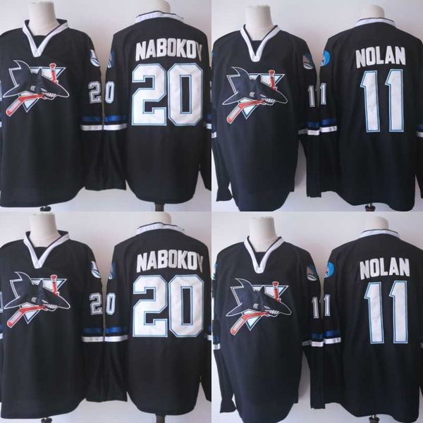 

Mens San Jose Sharks Jerseys 11 Owen Nolan 20 Evgeni Nabokov 2001 Hockey Jerseys Cheap Fast Shipping Black