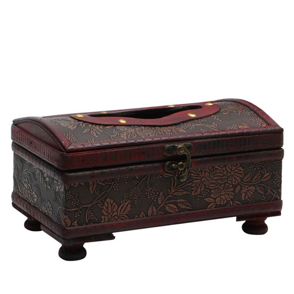 

wholesale- e74 rectangular retro wooden paper cover case tissue box napkin holder home decor