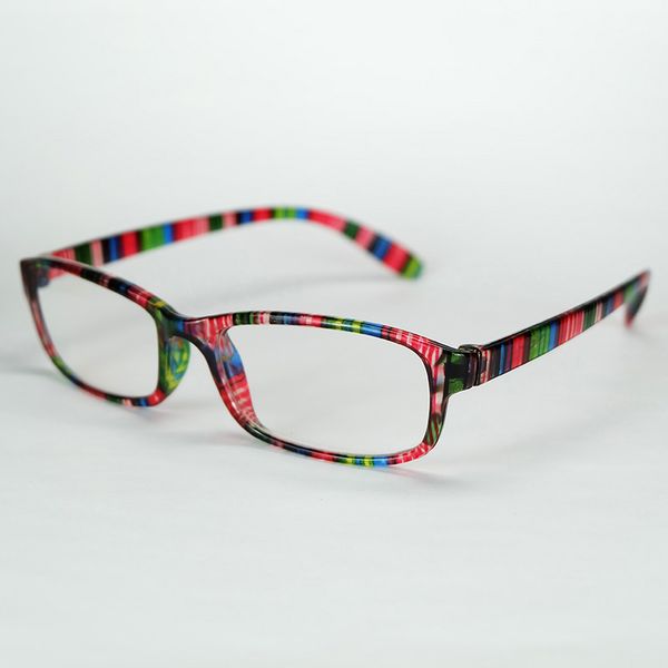 TheCheap Bequeme Lesebrille Einfacher bunter Streifen-Kunststoffrahmen mit Power-Linsen Hyperopie-Brillen 7 Farben gemischt Großhandel