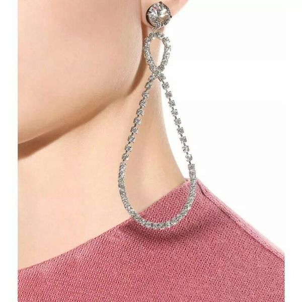 

brand crystal figure 8 stud earrings for women fashion punk jewelry rhinestone geometric earring pendant bridal brincos bijoux, Golden;silver