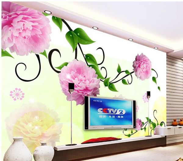 

customize size modern simple fashion flower tv background wall