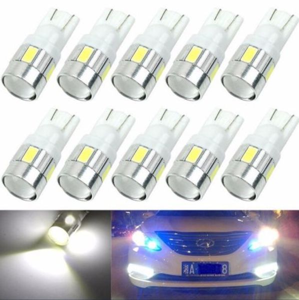 

100x t10 194 168 6000k w5w 5630 led 6-smd car wedge light bulb projector lens ing