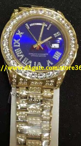 

mens day-date ii 18k 40mm president 228238 yellow blue dail diamond watch, Slivery;brown