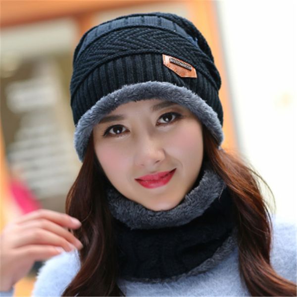 

2017 new knitted winter hat scarf beanies knit men's winter hats caps skullies bonnet for men women beanie casual neck warmer, Blue;gray