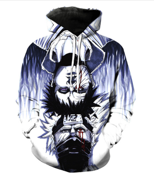 

новые модные женские / мужские какаши и obito рисунок harajuku стиль смешные 3d печати случайные толстовки с капюшоном шляпа унисекс плюс ра, Black