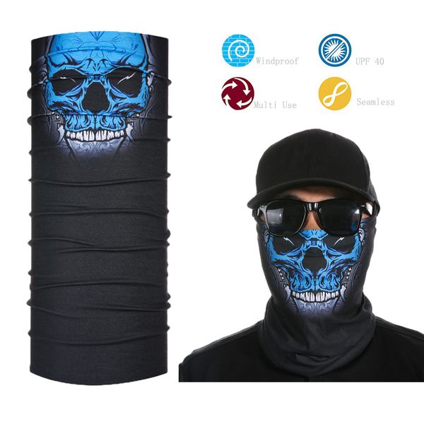 

wholesale- multifunctional tube bandana skull face shield, Blue;gray