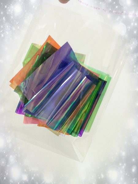 

wholesale- 18 color/ lot holographic foil paper stickers for nail art wraps beauty decoration broken glass nail transfer foil accessories, Black