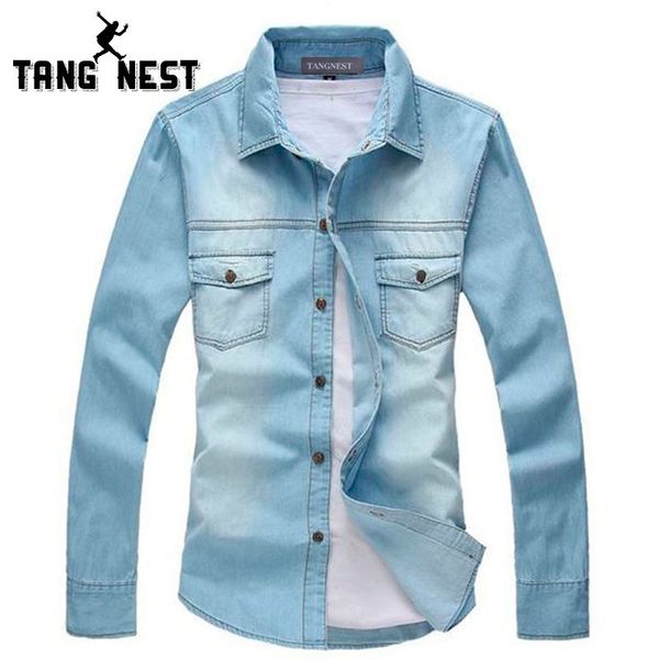 

2017 New Vintage Men's Fashion Breathable Denim Thin Jacket Long Sleeve Light Blue Top quality Hot Selling Jean Jacket MCL139