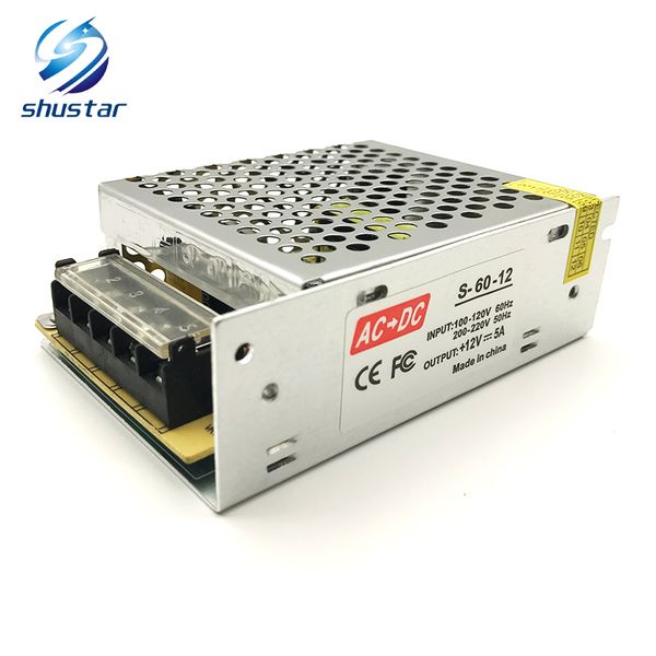 

оптовые трансформаторы освещения 5a 60w 85v-265v ac к dc 12v переключатель адаптер питания конвертер для rgb светодиодные полосы света приво