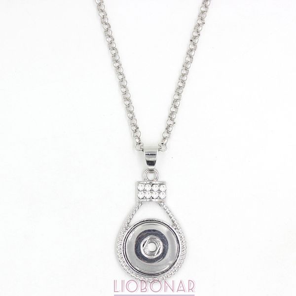 

wholesale snap jewelry interchangeable crystal snap pendants necklace fit 18mm snap buttons jewelry bijoux collier, Silver