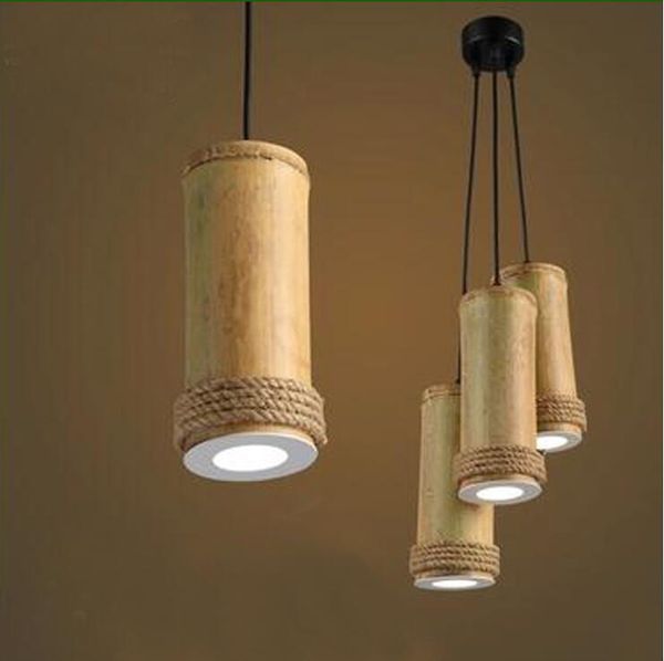 Single Head Led Pendant Lamp For Bedroom Creative Bamboo Pendant