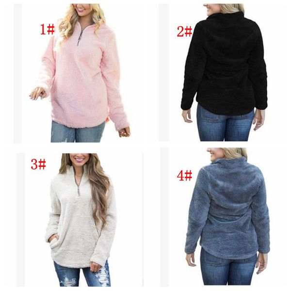 

women sherpa jacket hooded coat warm outwear women's clothing half zipper pullover sweatshirt hip hop streetwear ljjk831, Blue;gray