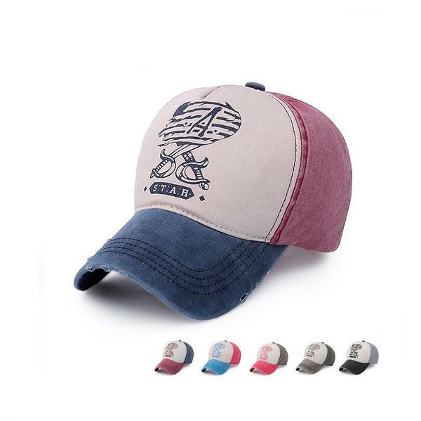 

brand new baseball cap men and women cotton to do the old truck cap printing double knives hat emb046, Blue;gray