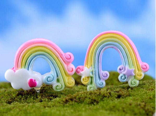 30pcs MOQ wholesale freien shiping Mini-Harzregenbogen-Bonsaisgarten-feenhaften Miniatur, die im Garten benutzt wird, oder Hochzeit Gelegenheit 2color Wahl