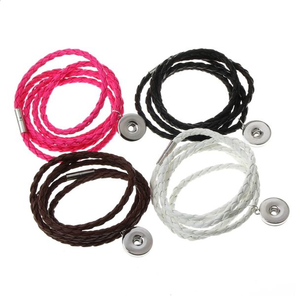 Druckknopf Schmuck Lederarmbänder Geflochtene Passform 18mm Druckknopf