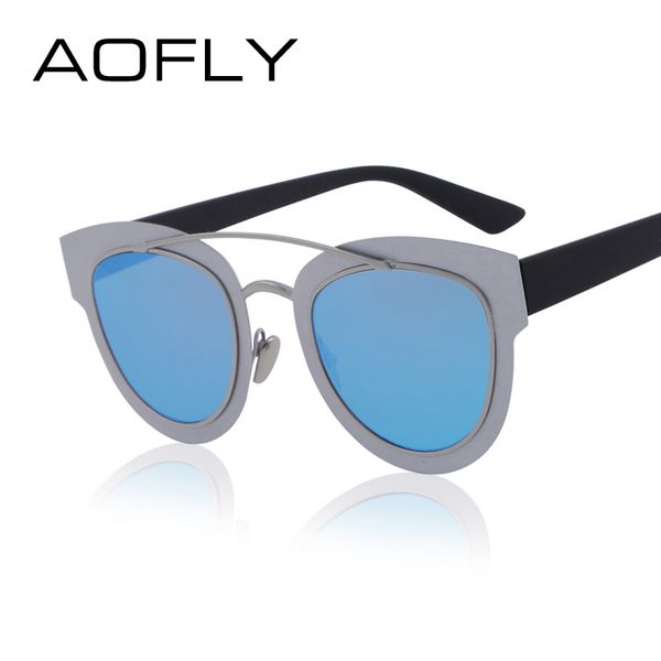 

wholesale-aofly fashion new chromic cat eye sunglasses women brand designer vintage metal frame coating sun glasses feminino, White;black