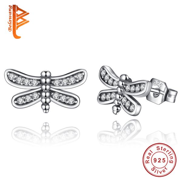 

BELAWANG Presents 925 Sterling Silver Petite Dragonfly Stud Earrings Clear CZ Compatible with Jewelry Special Store