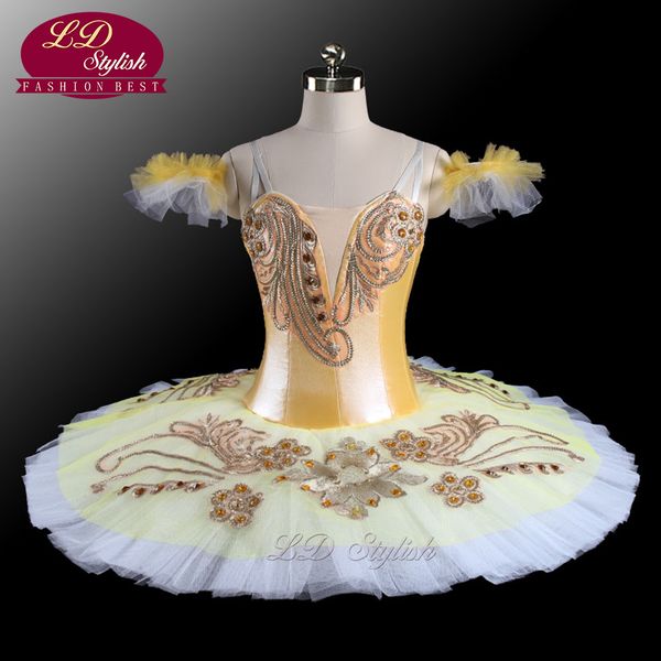 

latest sugar plum fairy gold professional ballet tutu girl's pancake princess florina classical ballet stage costumes ld0073, Black;red