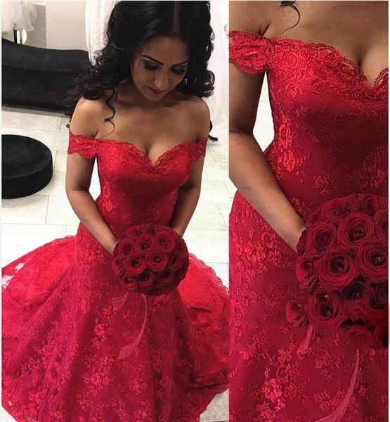 

robe de soiree red lace mermaid prom dresses off shoulders backless sweetheart elegant cap sleeves arabic evening reception gowns, Black