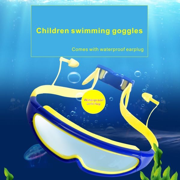 

waterproof anti-fog swimming glasses comes with waterproof earplug designed for children swimming protect your child's eyes and ears