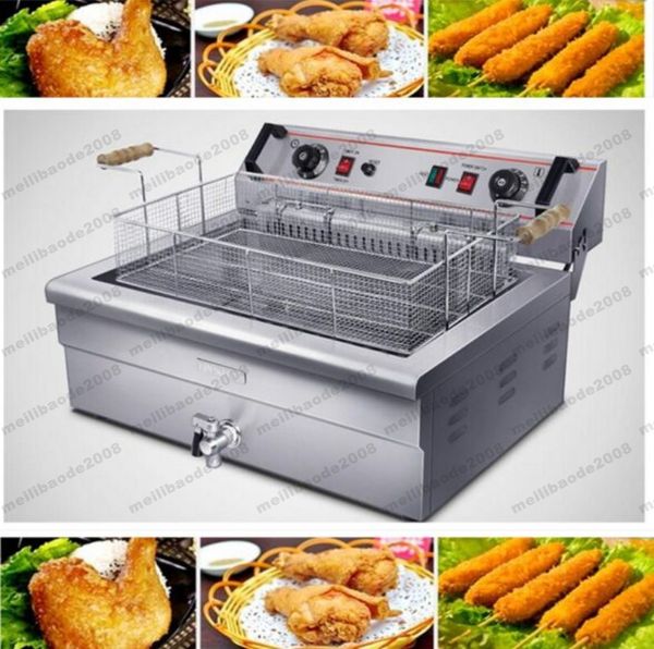 2017 NOVO 220V / 4.8kW 20L máquina profunda elétrica comercial Fryer único cilindro com temporizador Batatas fritas Fried Chicken MYY Grande Capacidade