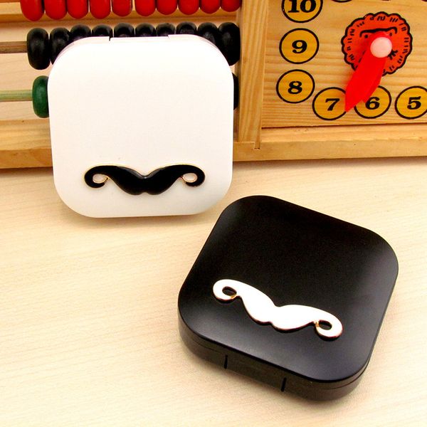

lovers cartoon cute beard travel glasses contact lenses box contact lens case for eyes care kit holder container gift f2017420