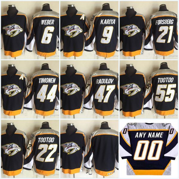 

Nashville Predators Jersey Mens 6 SHEA WEBER 2005 9 PAUL KARIYA 21 PETER FORSBERG 22 JORDIN TOOTOO TIMONEN Vintage Hockey Jerseys